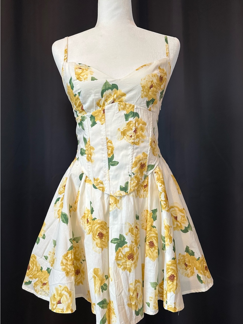 Windsor White Mini Dress with Yellow Floral Print